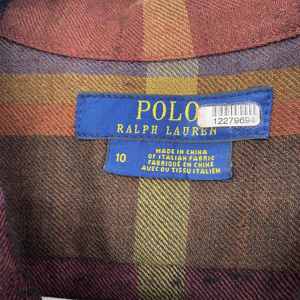 Ralph Lauren Burgundy, Navy & Mustard Plaid Maxi Shirt Dress - Picture 3 of 7